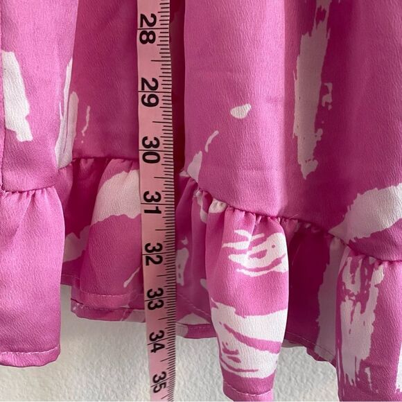 Satin Tyche Mystic Pink Chiffon Balloon Sleeve Dress Size S - Picture 8 of 10